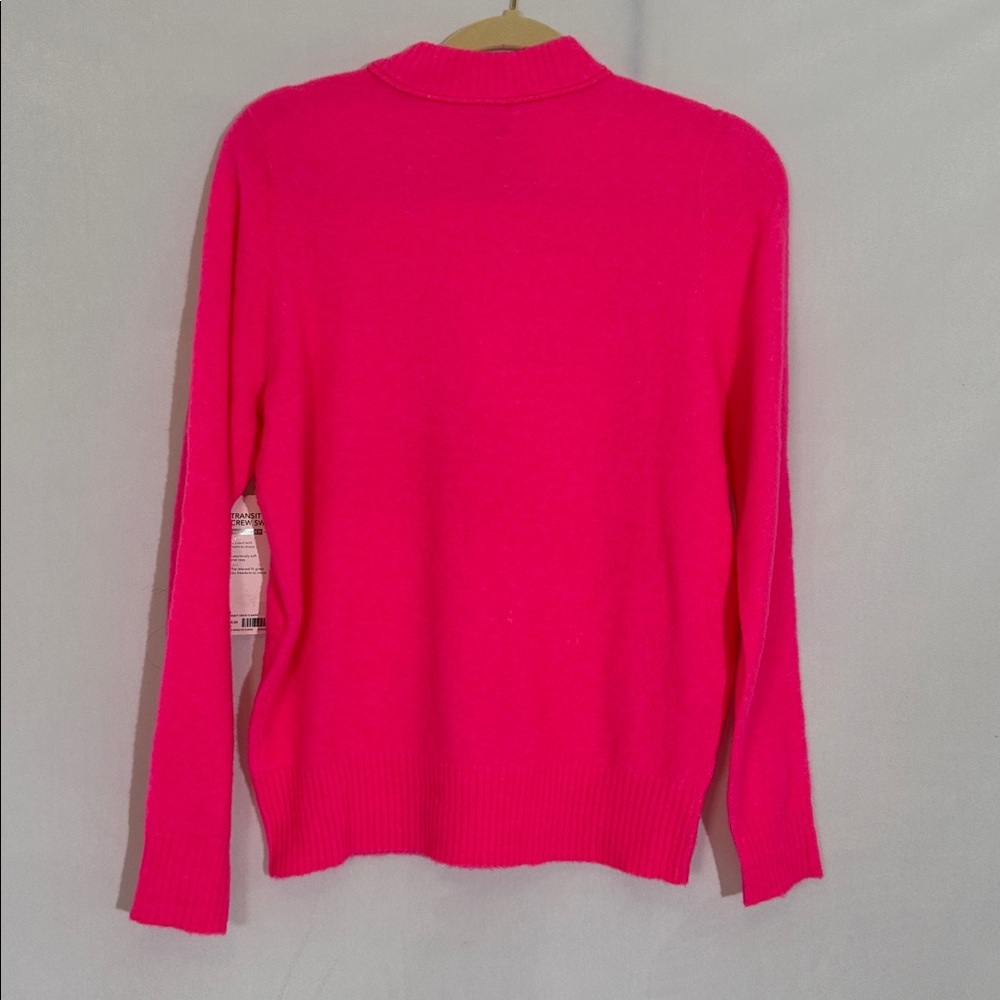 NWT Athleta Transit Crew Sweater Size S Bright Neon Pink Wool Blend - Picture 3 of 13